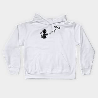 Cat catching a fish Kids Hoodie